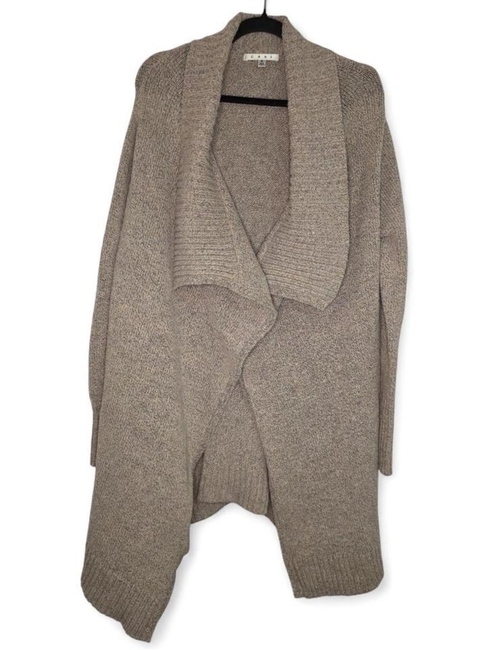 CAbi Open Front Waterfall Cardigan Small Beige Confetti Chunky Knit #900